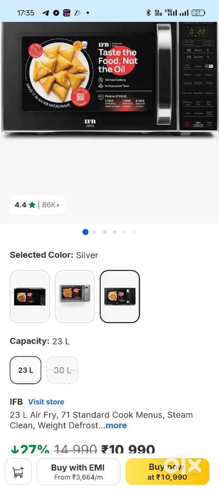 Ifb 23l convection microwave oven