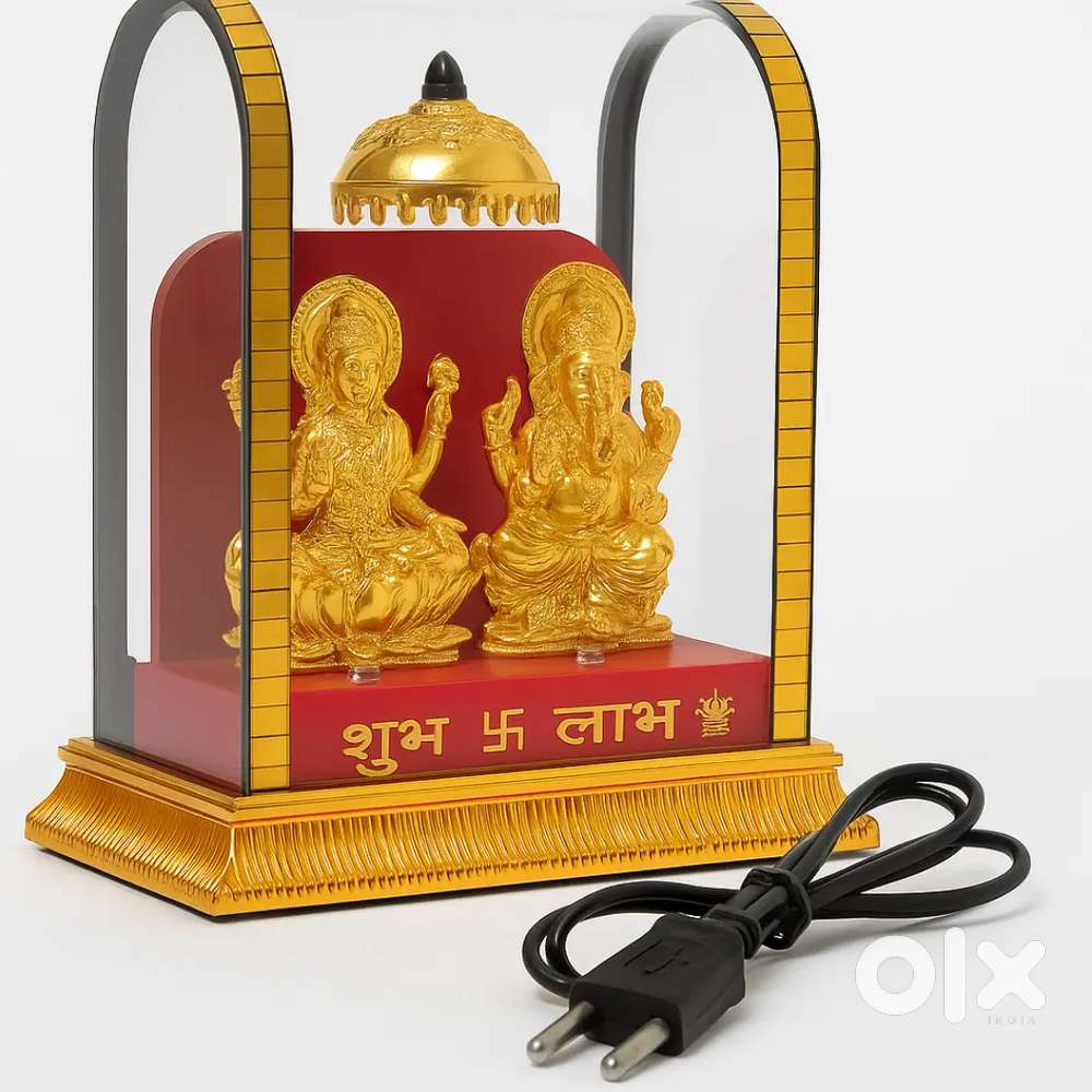 Gold-Plated Laxmi Ganesh Decorative Showpiece with LED Light