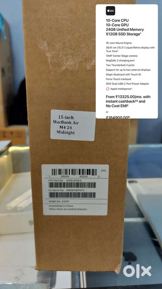 Macbook Air 13” M4 Chip 16/512 with 1 year apple warranty sealed box