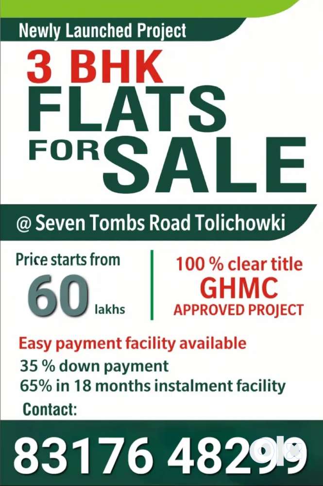 3bhk flats Available For sale at seven Tombs Road Tolichowki near masj
