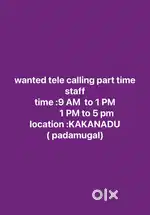 wanted part time lady tele caller