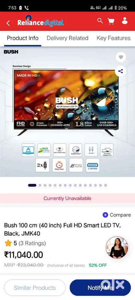 Bush 40 boxpack led tv