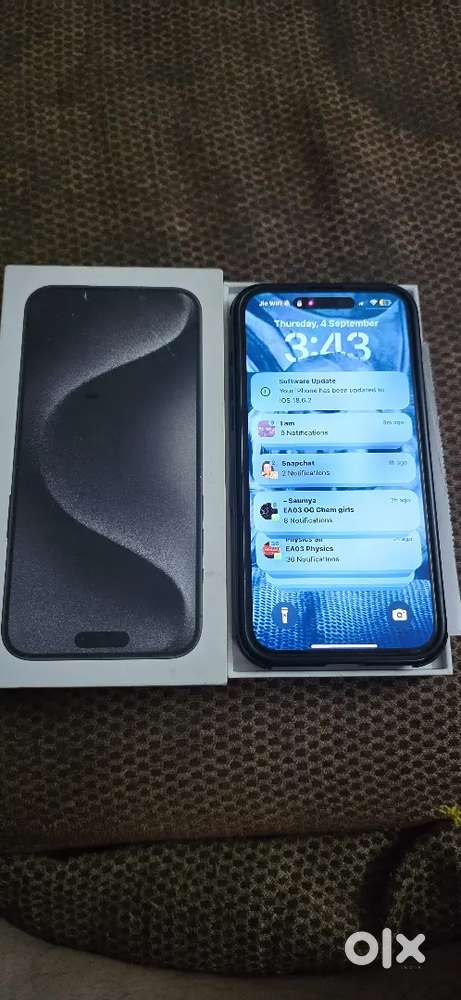 iphone 15pro max 256 titanium edition space grey with box & bill
