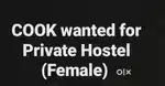 Cook  for ladies hostel