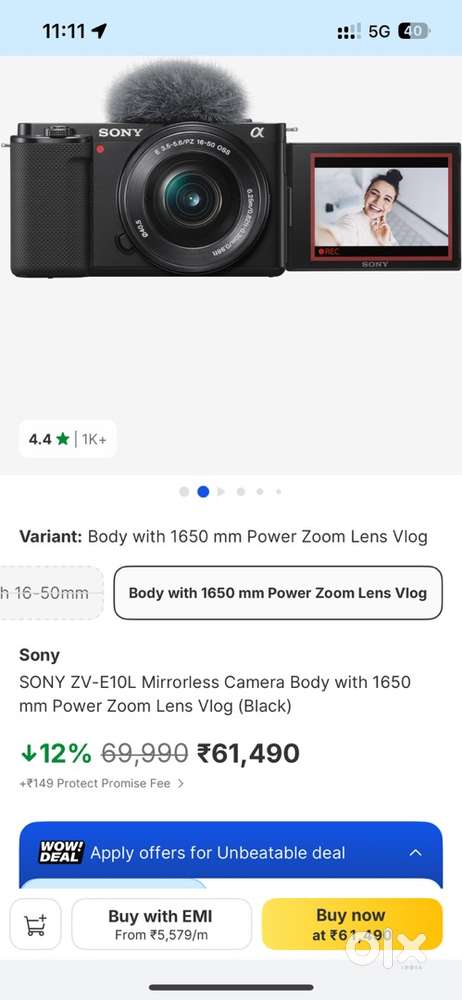 Sony ZV-E10L mirrorless camera with 16-50 mm lens
