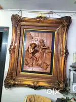 Premium Marble & Wooden Wall Frame – Antique Couple Portrait