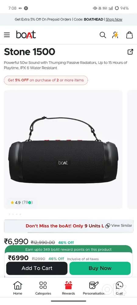 Boat stone 1500...Blutooth operated.