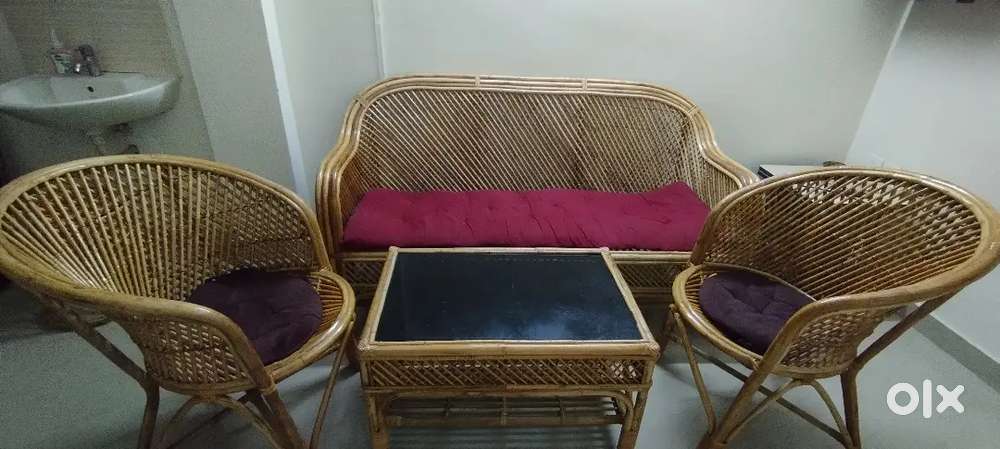 Bamboo sofa seating with coffee table