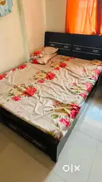 Bed on sale, small tv unit, kitchen rack, mixer, drum