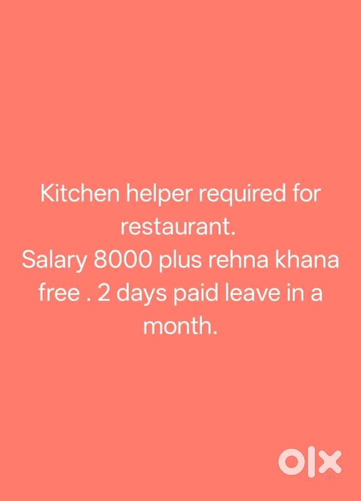 Kitchen helper required