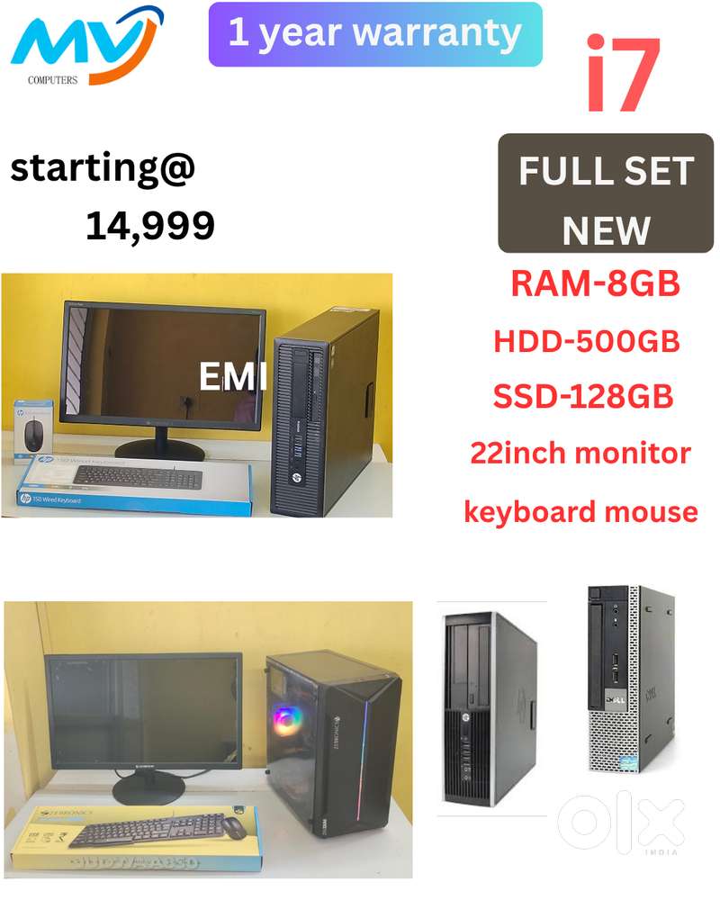 Keyboard Mouse  Ram - 8GB DDR3  Hard Disk - 500GB  Cash on home deliv