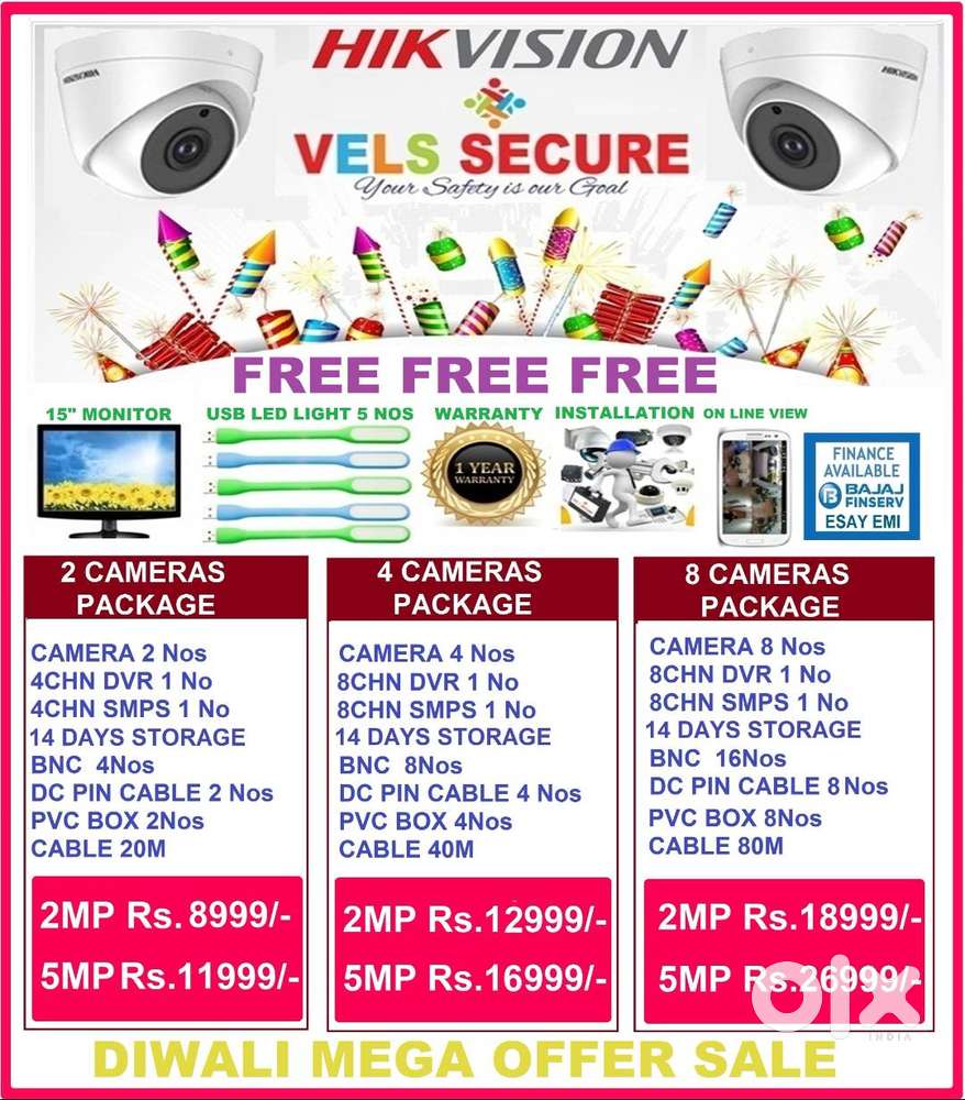 DIWALI DISCOUNT  SALE CCTV CAMERA 2MP   DAY & NIGHT  VISION    OFF
