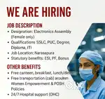 Famous  electronic  manufacturing  company needs females (operator)