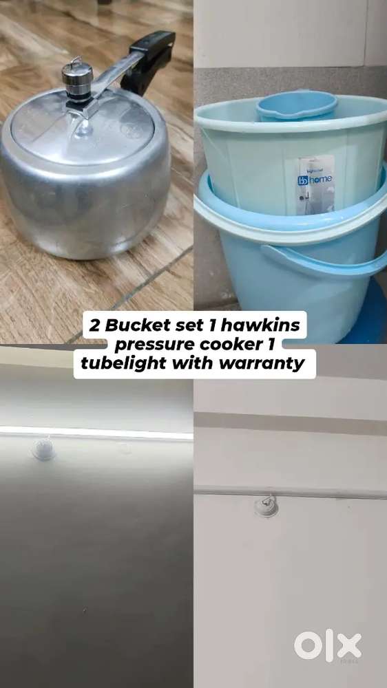 New Tubelight and bucket set and hawkins contura 3 L pressure cooker
