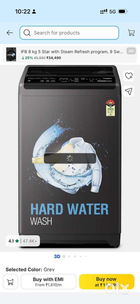 Only 6 months used Whirlpool Fully Automatic  Washing machine