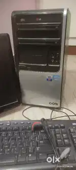 Desk top computer i3 with monitor, UPS and steel framed wood table