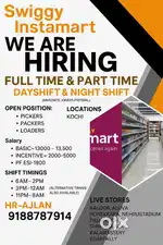 Urgent hiring for Swiggy Instamart store picking job vacancy