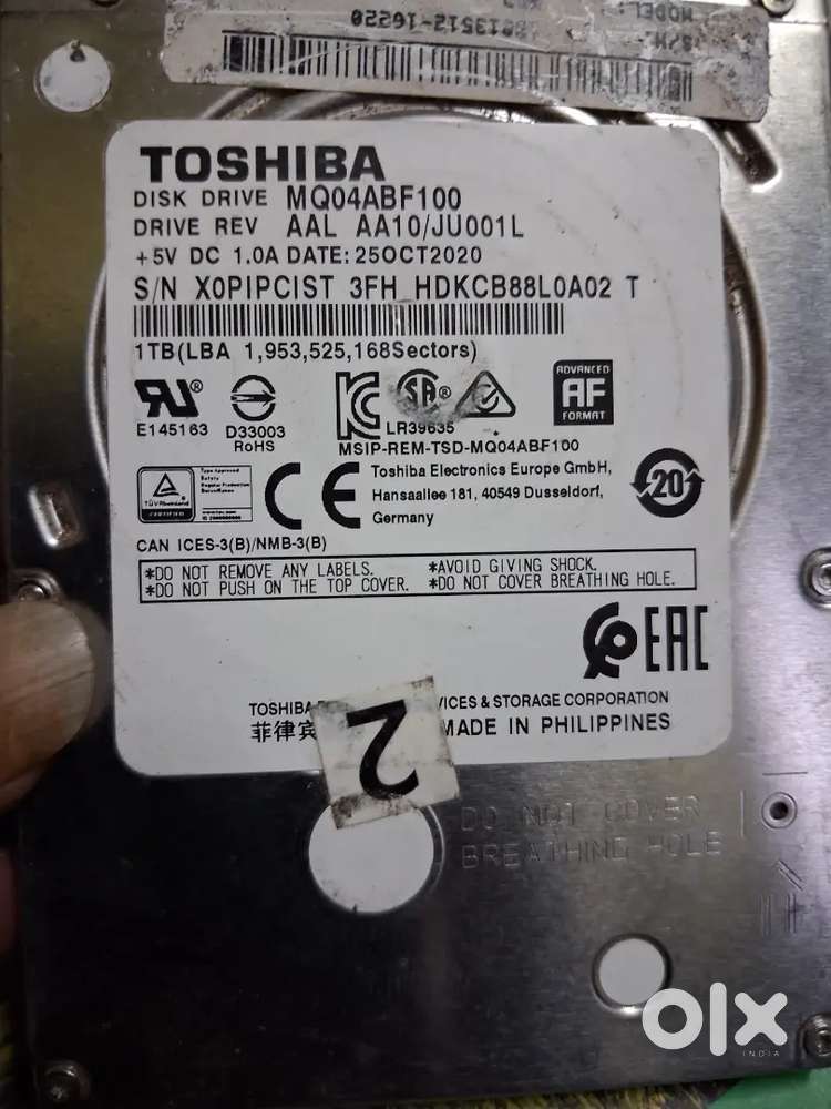 Laptop hotdisk 1TB Toshiba