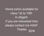 Home tution available for class 1st to 10th In Aligarh
