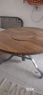 Round table with heavy iron stand