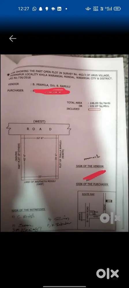 Open land for sale 22000 per sqr yard