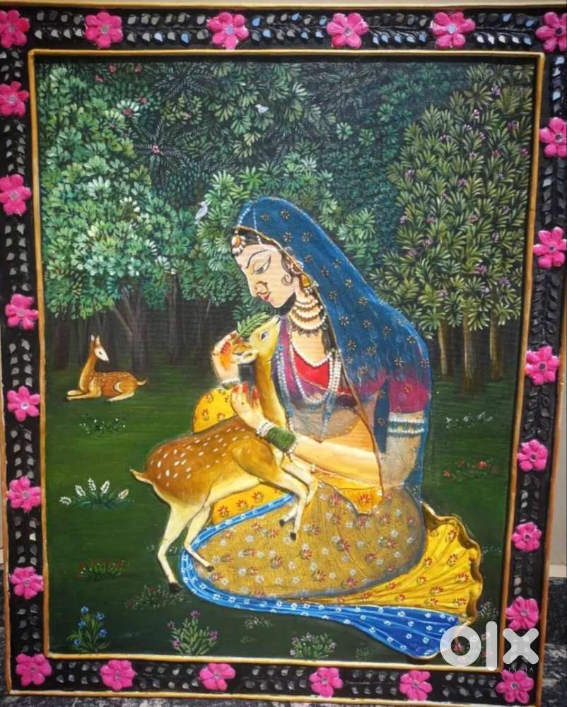 Beautiful 3D Rajasthani Canvas Painting-Handcrafted Ethnic Home Décor