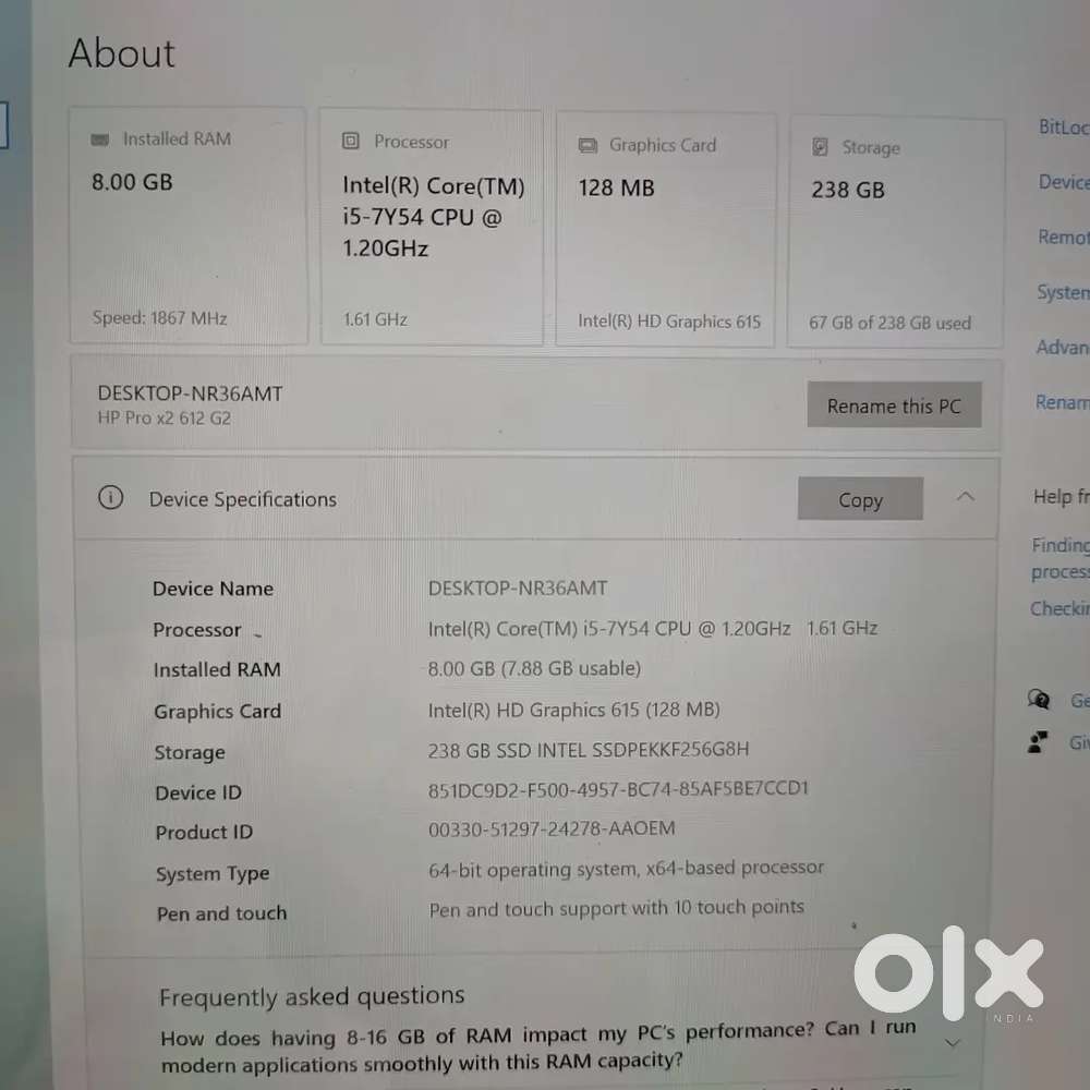 HP pro x2 612 g2 laptop