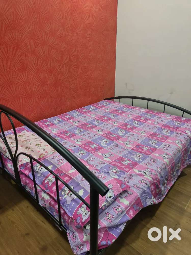 Iron bed with mattress