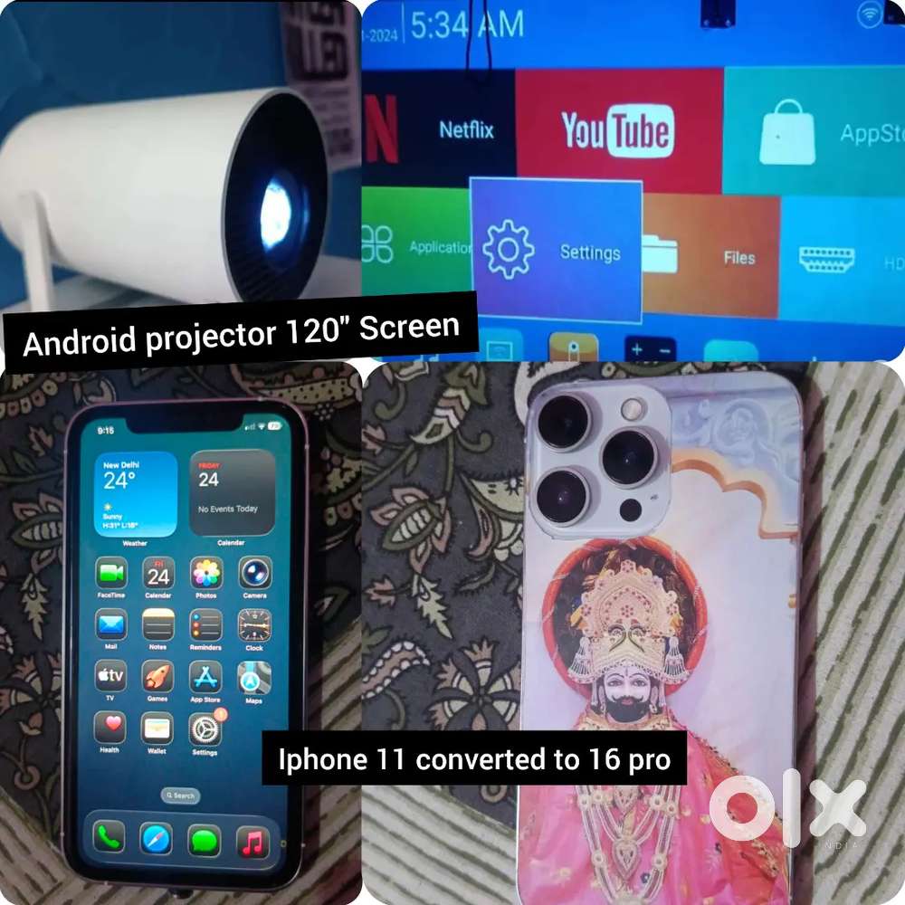 Android Projector And Iphone 11 Converted to 16 pro
