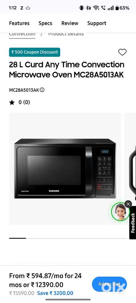 Brand New Samsung Convention Microwave 28ltrs MC28A5013AK