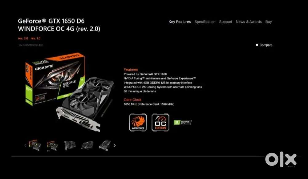 GeForce GTX 1650 D6 WINDFORCE OC 4G (rev. 2.0)