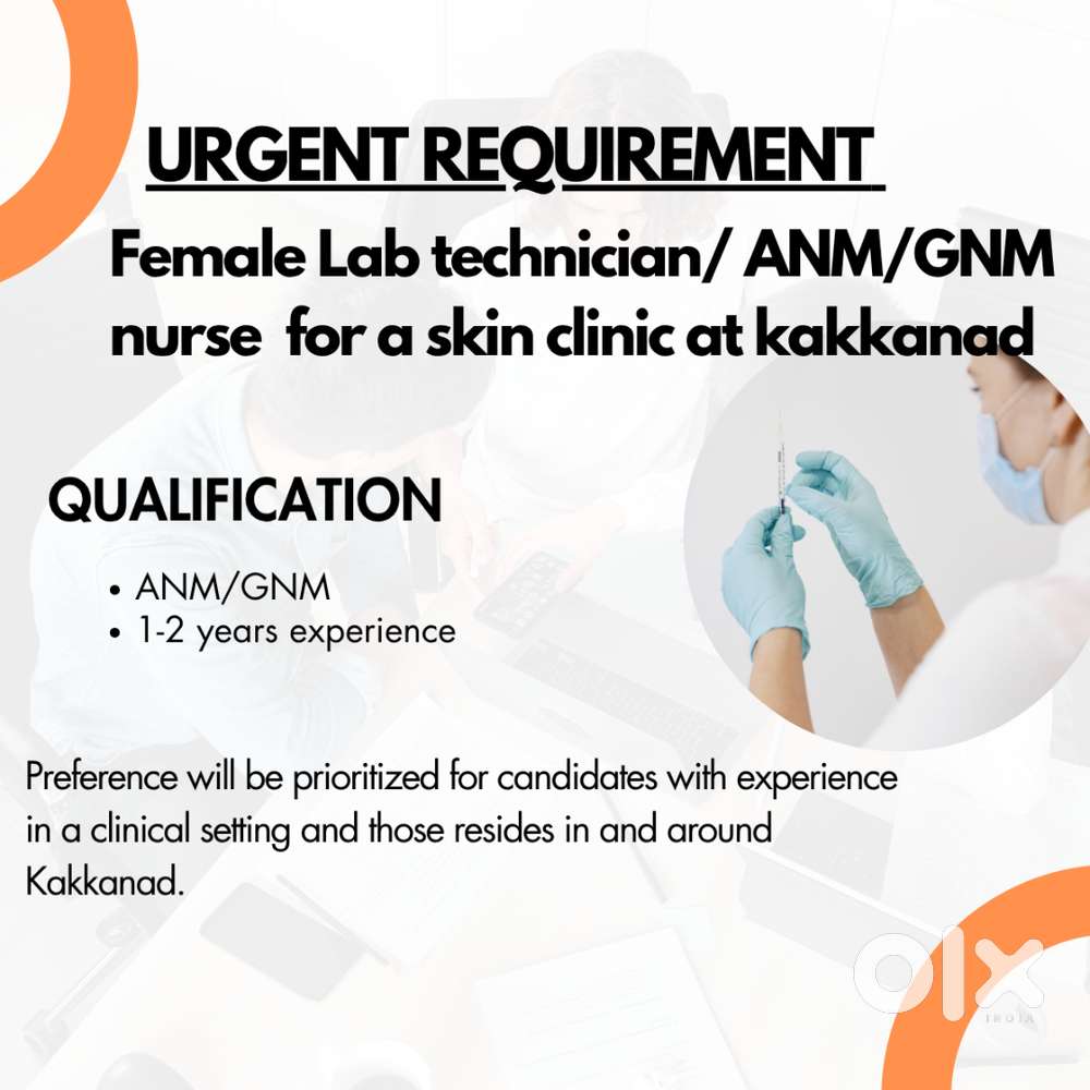 Urgent requirement DMLT/ANM/GNM staff