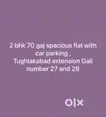 2 bhk spacious floor with car parking