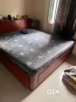king size bed with matt. 7/7.5 ft wooden with storage bed and wardrobe