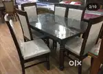 6-seater dining table Teak wood Indian sagwan full lining marvel top