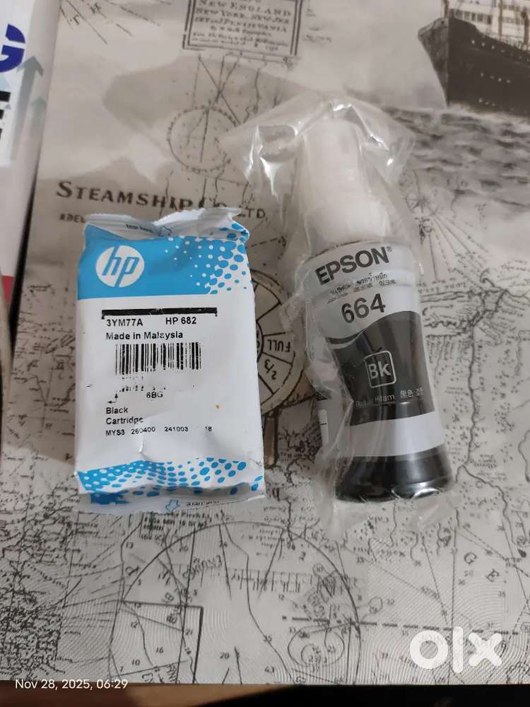 HP 682 Black Cartridge + Epson 664 Black Ink Bottle (Sealed pack)