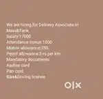 Wanted Delivery Associates in Masab Tank