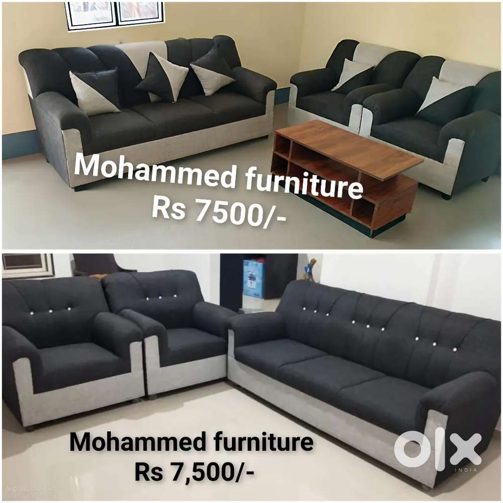 Designer 3+1+1 Sofa Set  Silver Wood Frame  1-Year Warranty