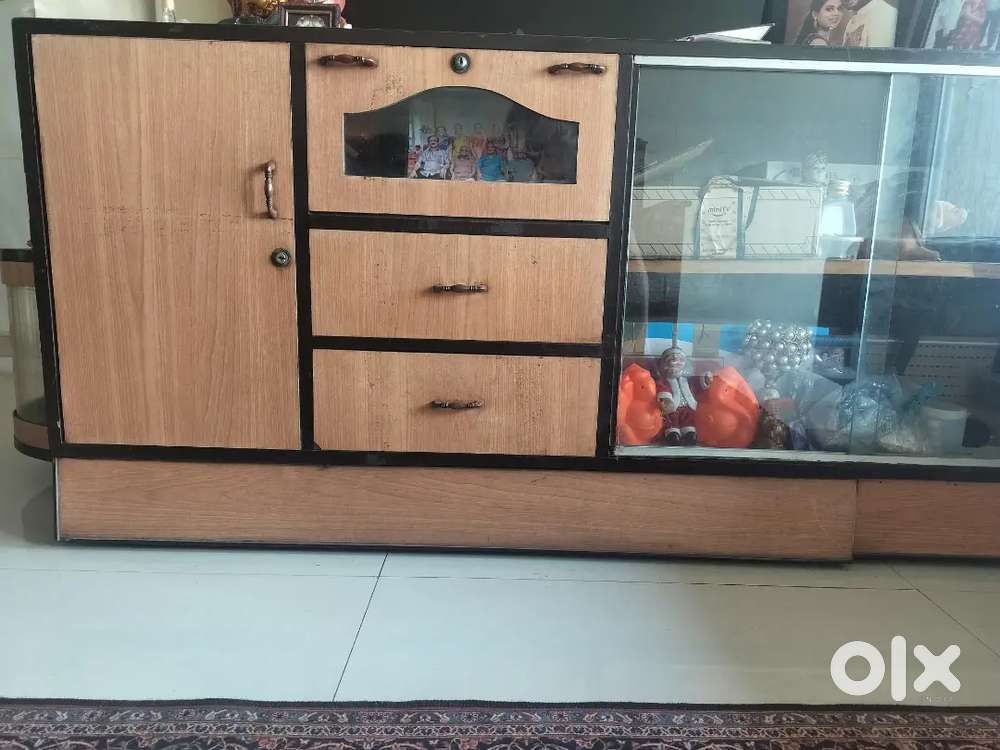 Table cum showcase with storage