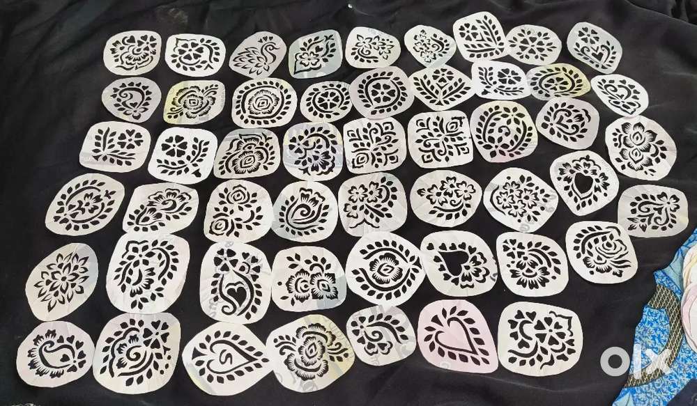 Aari work blouse and saree droping, mehandi sticker