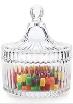 Sri Ram Decorations Crystal glass Sugar Candy Mukhwas Jar with Lid