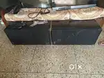 TV, monitor, speaker, cabinet, and furniture