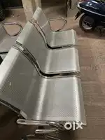 Two 3 seater stainless steel waiting chairs
