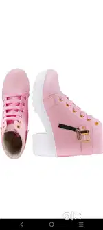 Pink high heel boots
