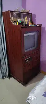 Wooden TV Unit with storage shelves