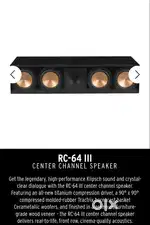 Klipsch Reference RC-64 II 2.5-Way Center Channel Speaker