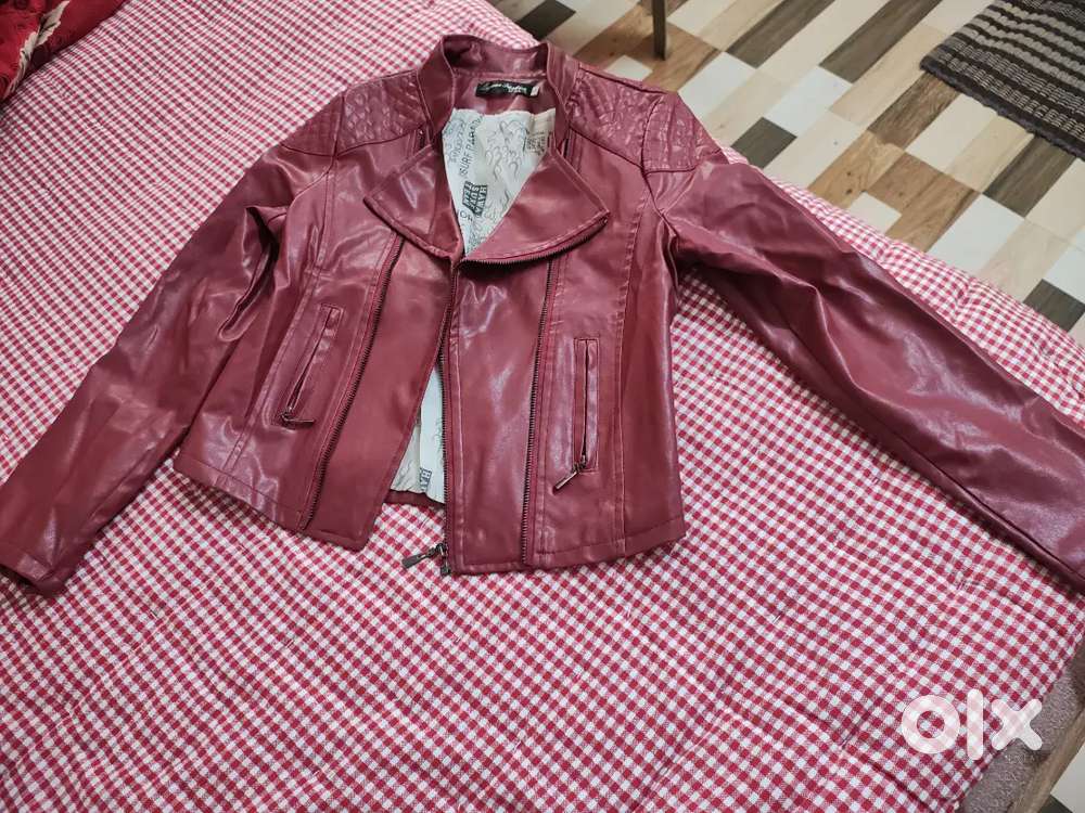 Burgendy Leather Jacket Size L