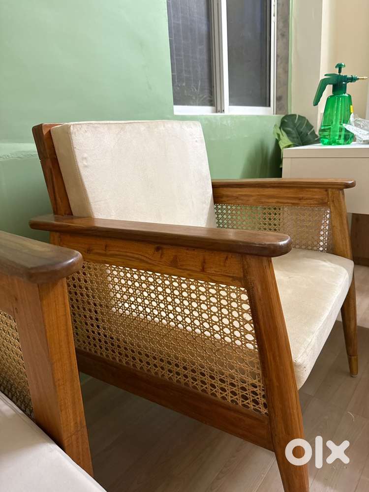 Wooden 2-Seater Sofa & 1-Seater Chair – Premium Cane Work