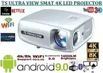 4K Projector new arrival android smart Brightness 14500LM-400 Screen