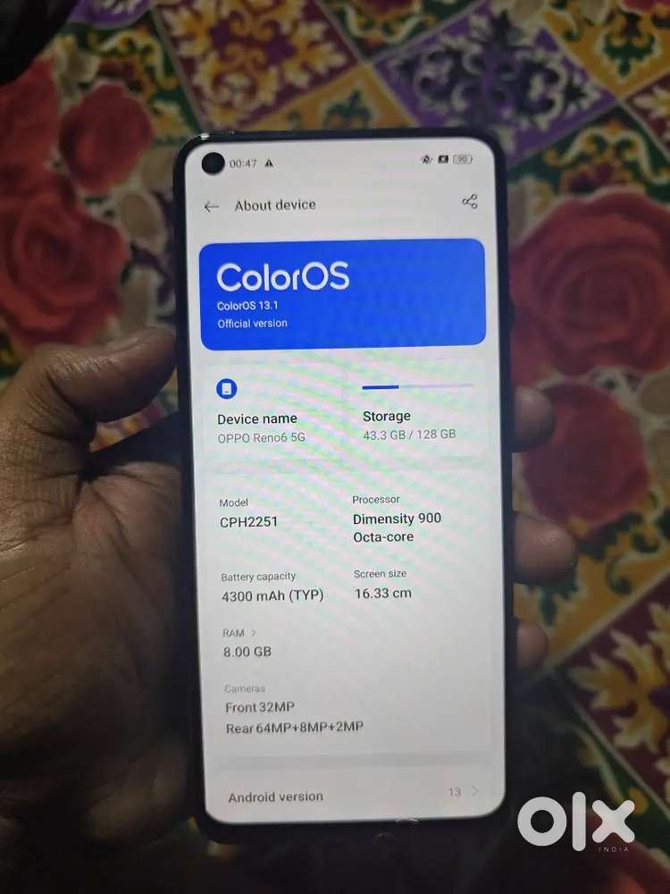 OPPO RENO 6 -5G
8-128
ONLY DISPLAY CHANGE
BOX CHARGER AVAILABLE